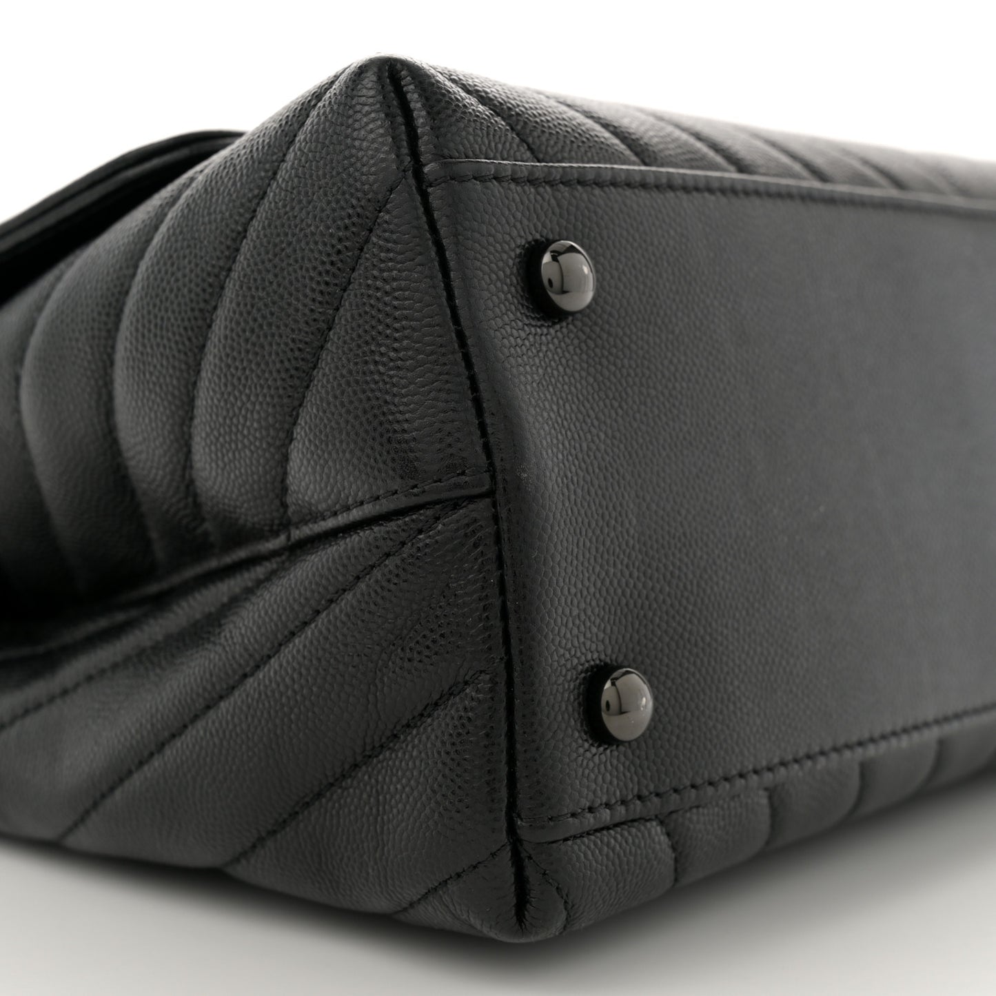 Caviar Chevron Quilted Small Coco Handle Flap So Black