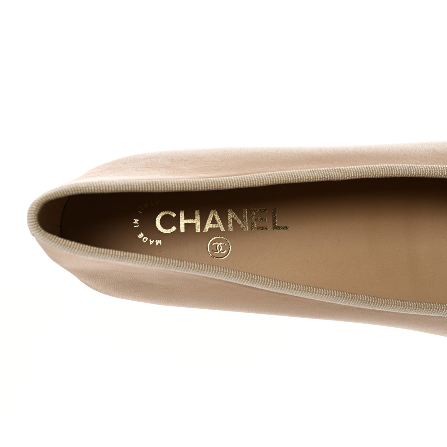 Lambskin Cap Toe CC Ballerina Flats 40.5 Beige Black