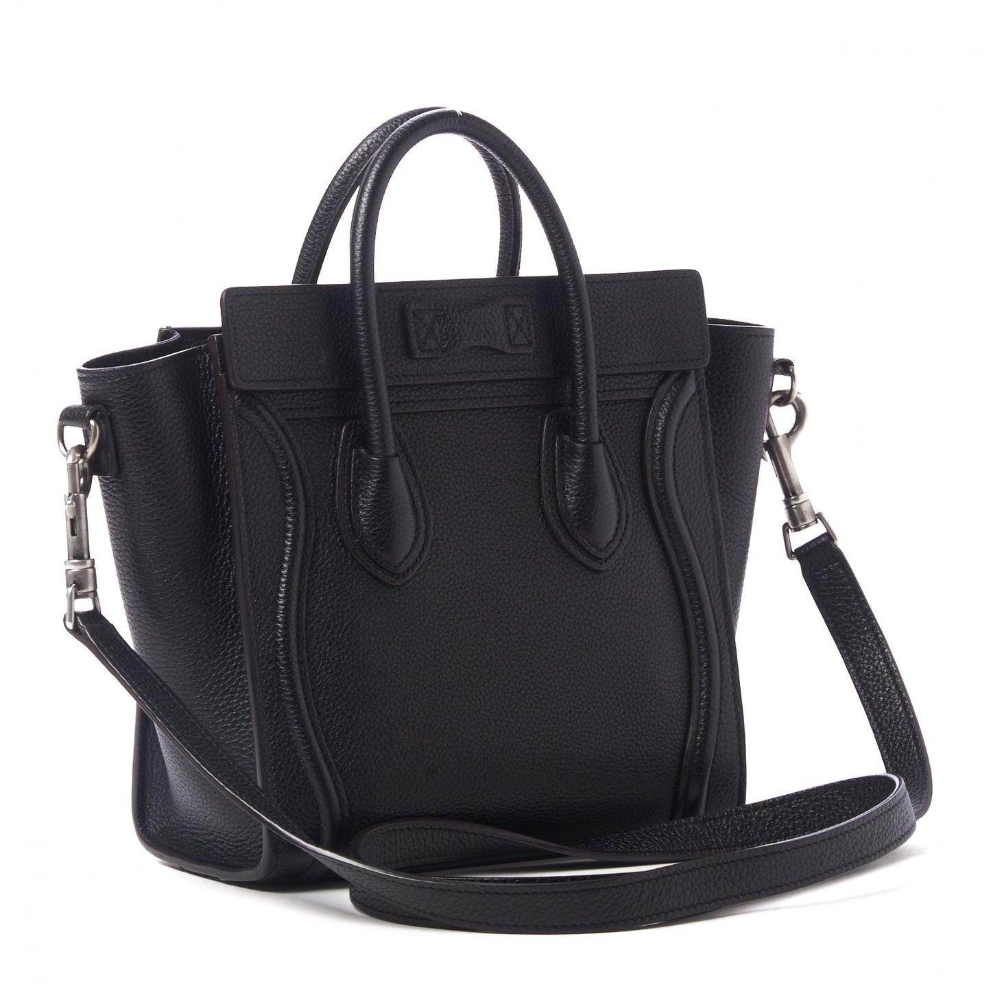 Drummed Calfskin Nano Luggage Black