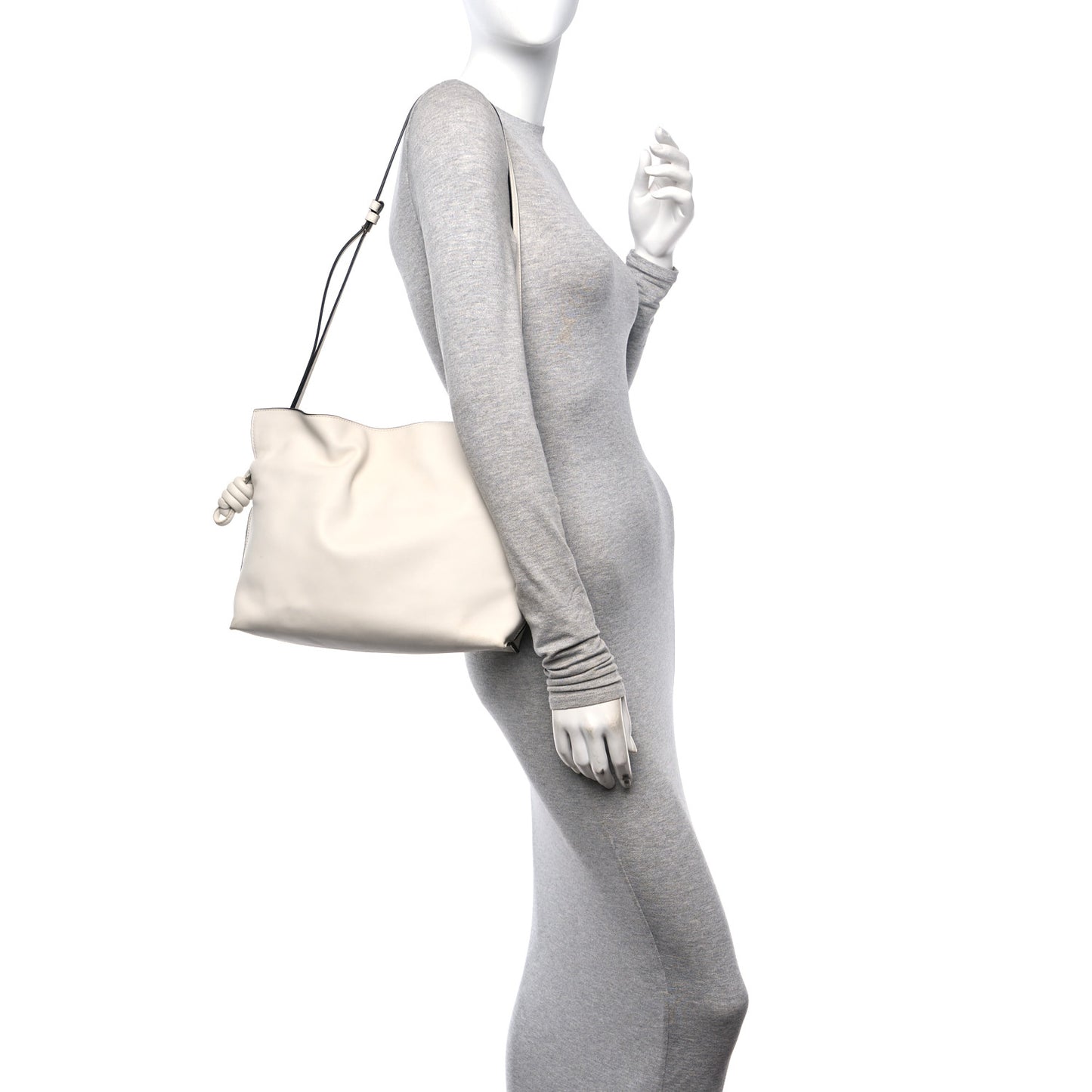 Calfskin Small Flamenco Knot Bag Soft White