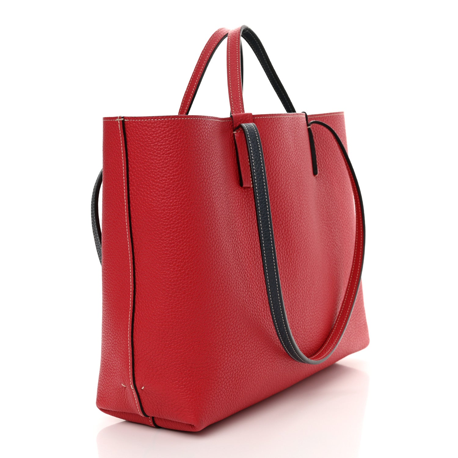 Moynat Taurillon Blush Calfskin Reversible Tote Ocean Red 5 of 18