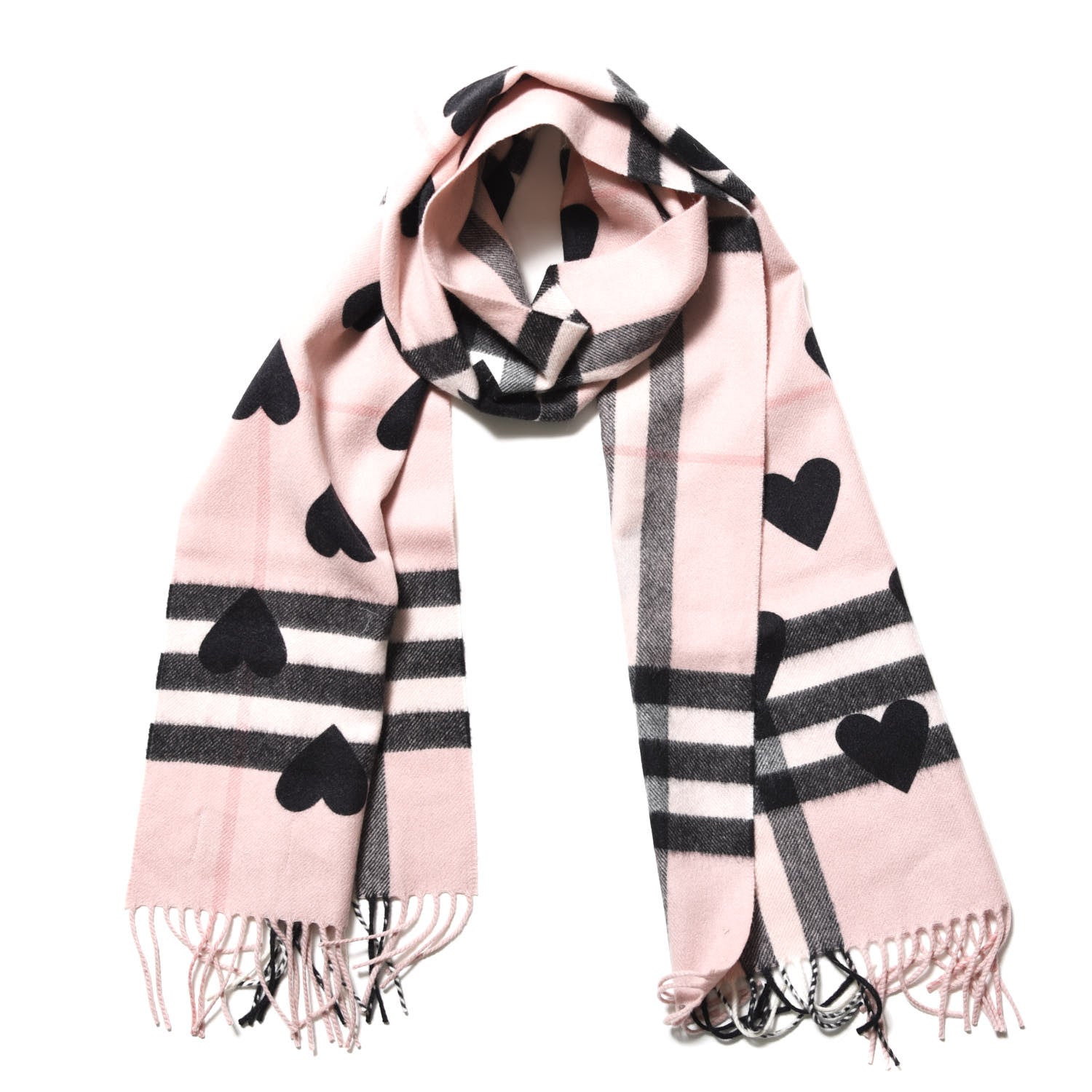 Burberry Cashmere Giant Heart Fringe Scarf Pink 569831 – FASHIONPHILE