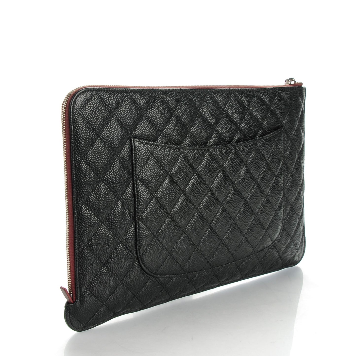 Caviar Quilted Large Slide Pouch Black
