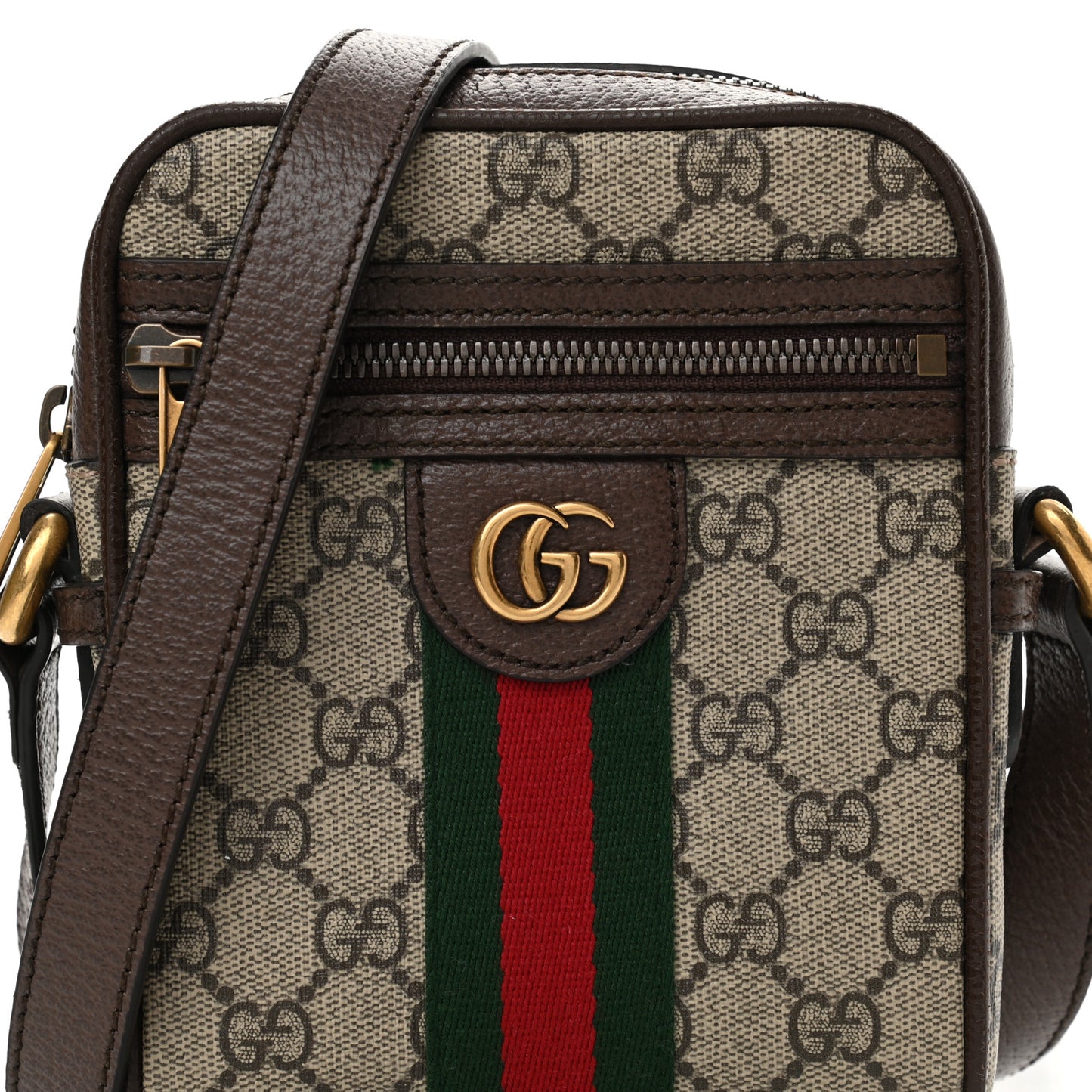 GG Supreme Monogram Web Mini Ophidia Messenger Brown