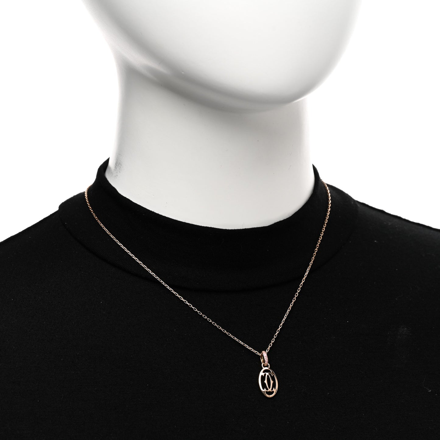 18K Pink Gold Pink Sapphire Logo Pendant Necklace