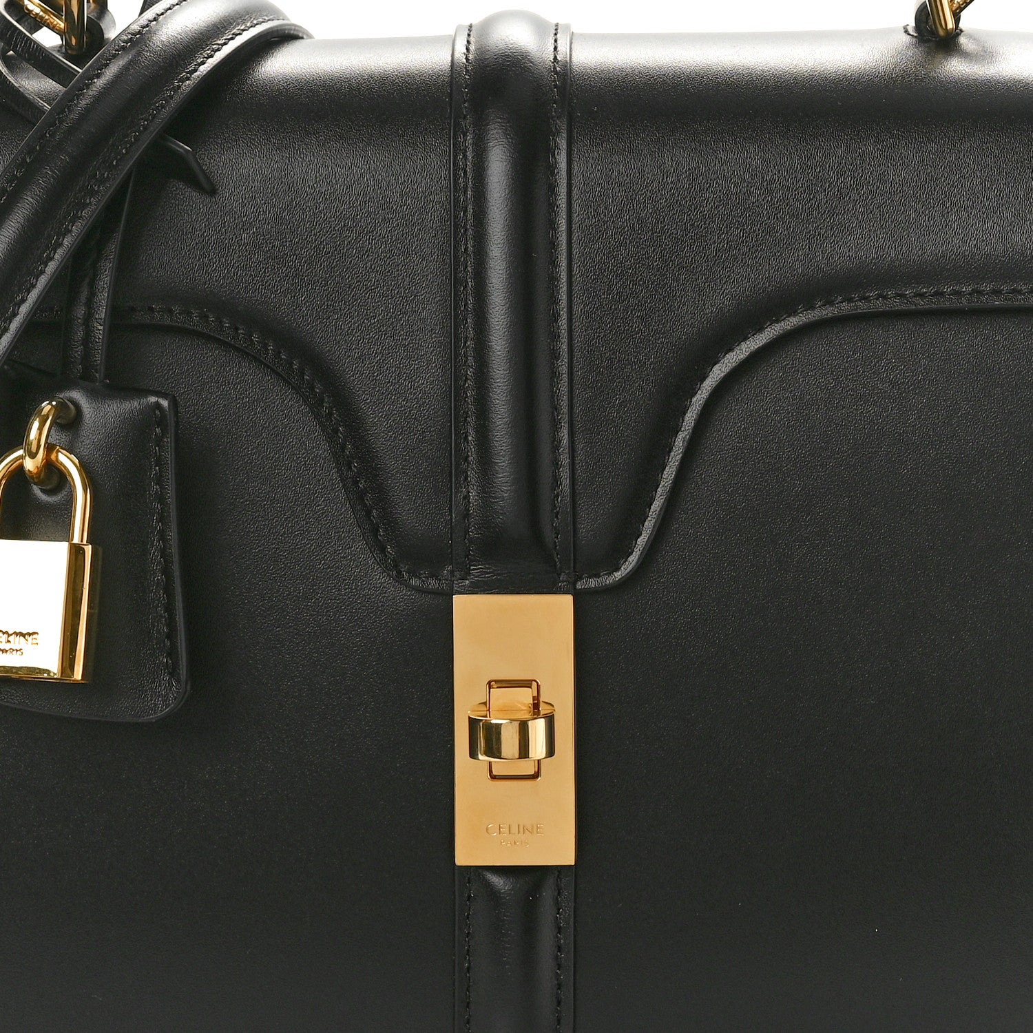 Celine Satinated Calfskin Small 16 Top Handle Bag Black 7 of 9