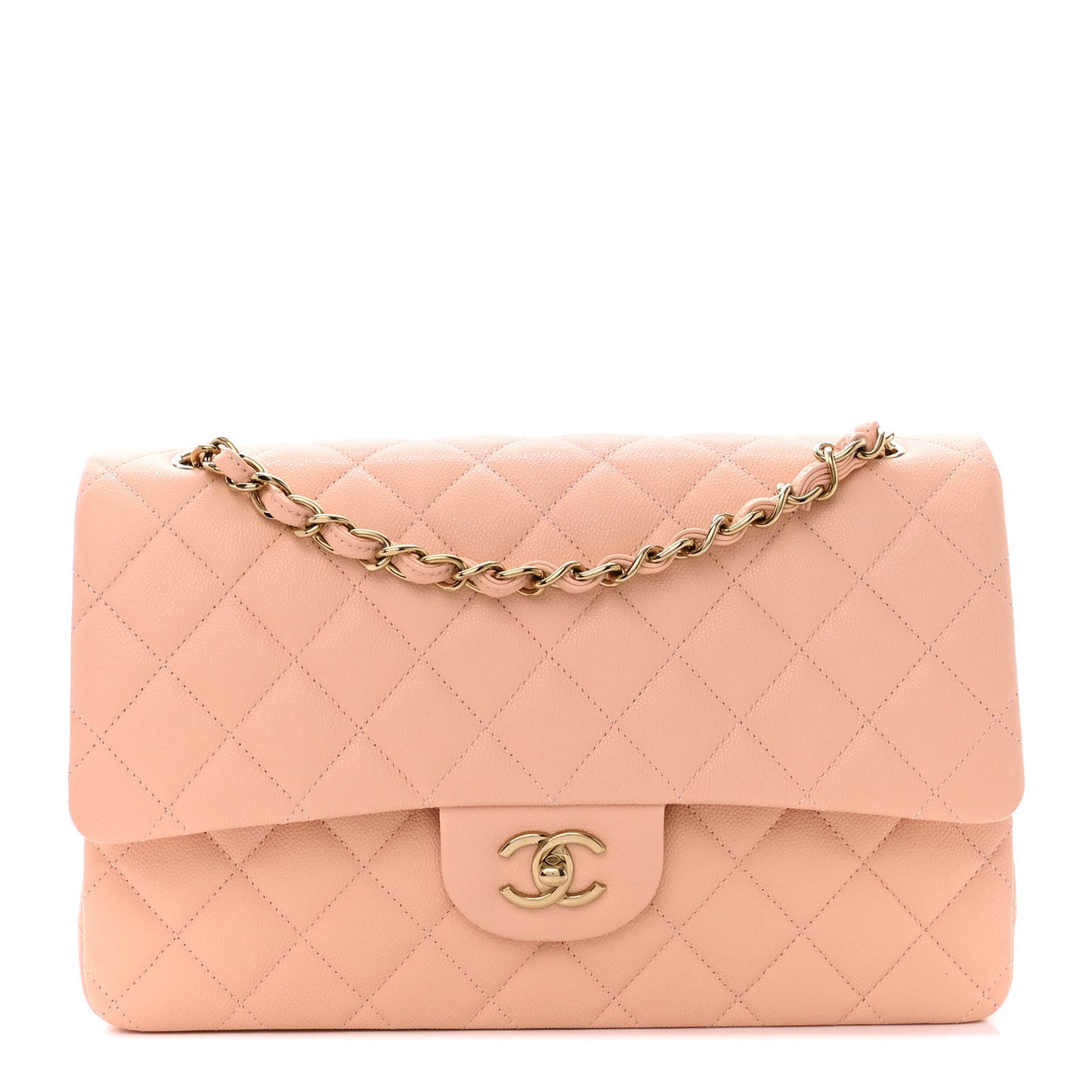 Caviar Quilted Jumbo Double Flap Light Pink