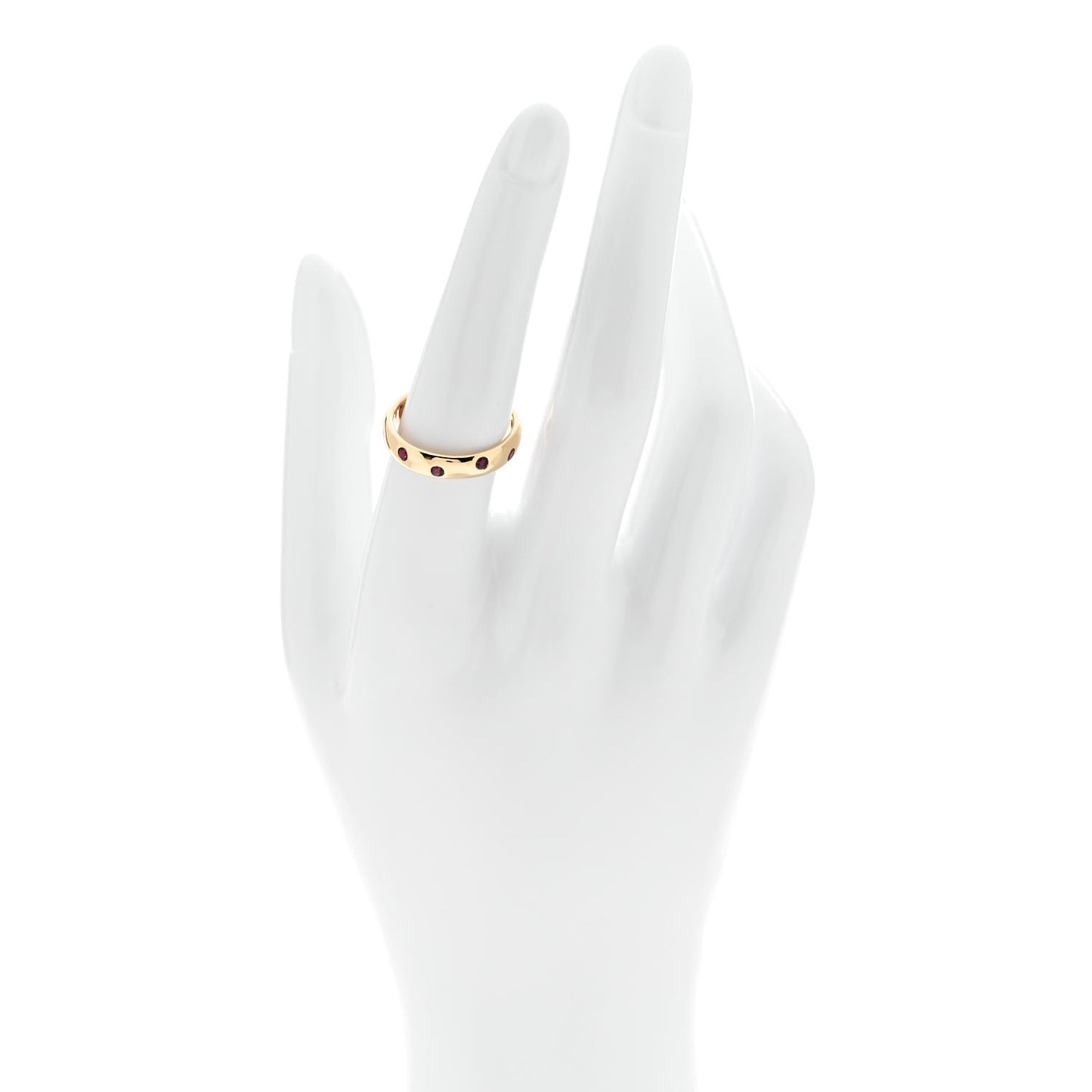 18K Yellow Gold Ruby Etoile Band Ring 56 7.5