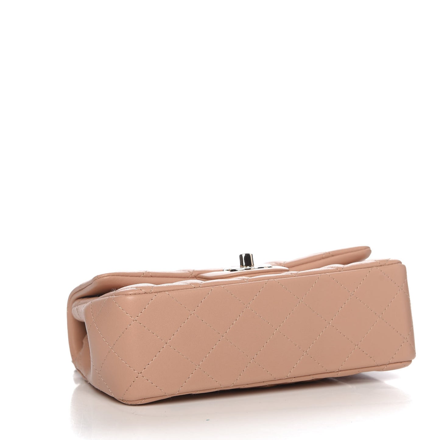 Lambskin Quilted Mini Rectangular Flap Beige