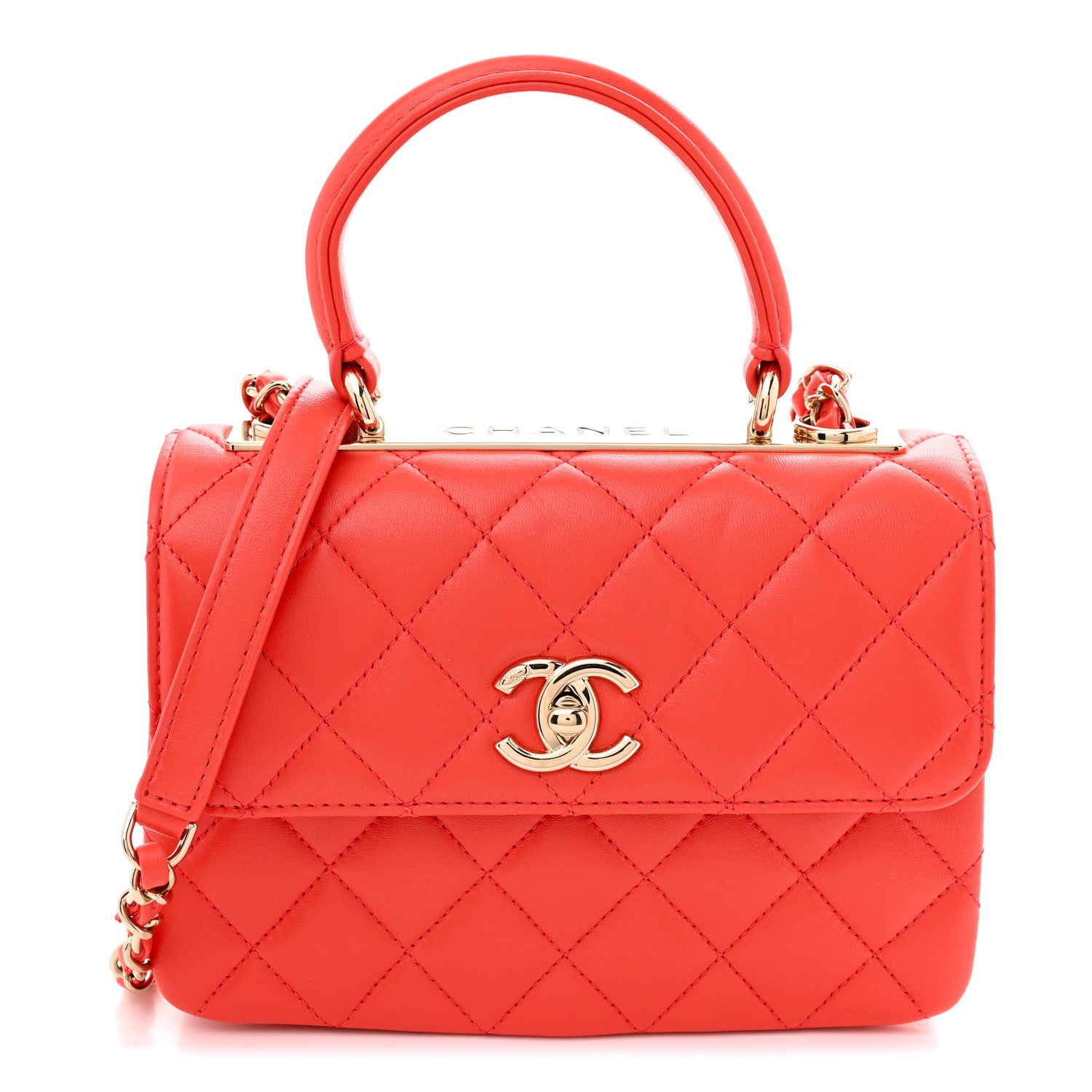 Chanel Lambskin Quilted Mini Trendy CC Dual Handle Flap Bag Dark