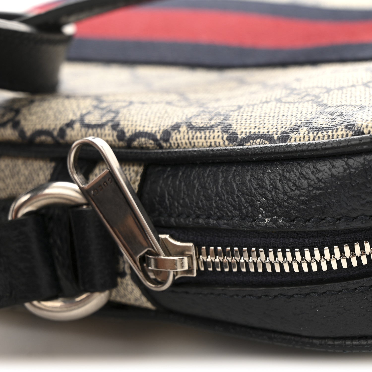 Gucci GG Supreme Monogram Textured Dollar Calfskin Web Small Ophidia Messenger Bag Beige Blue 14 of 14