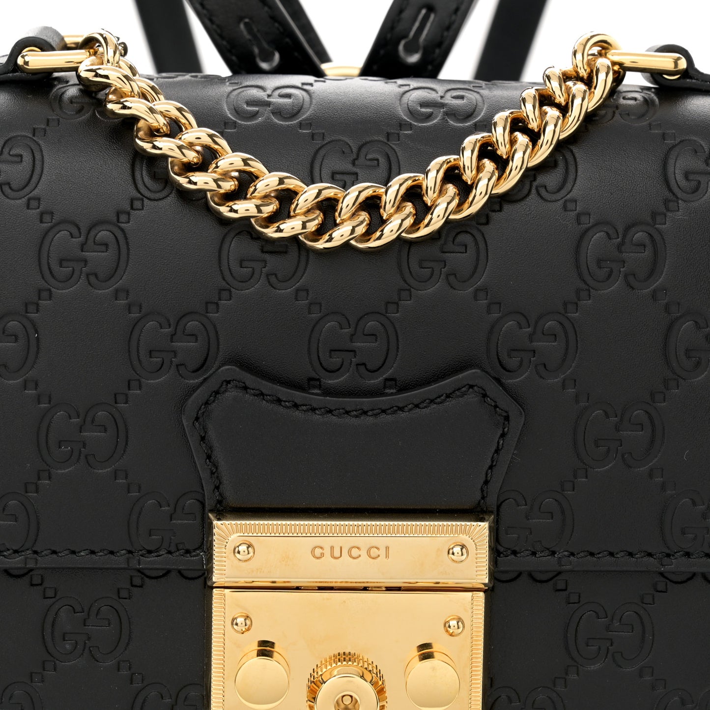 Guccissima Signature Padlock Backpack Black