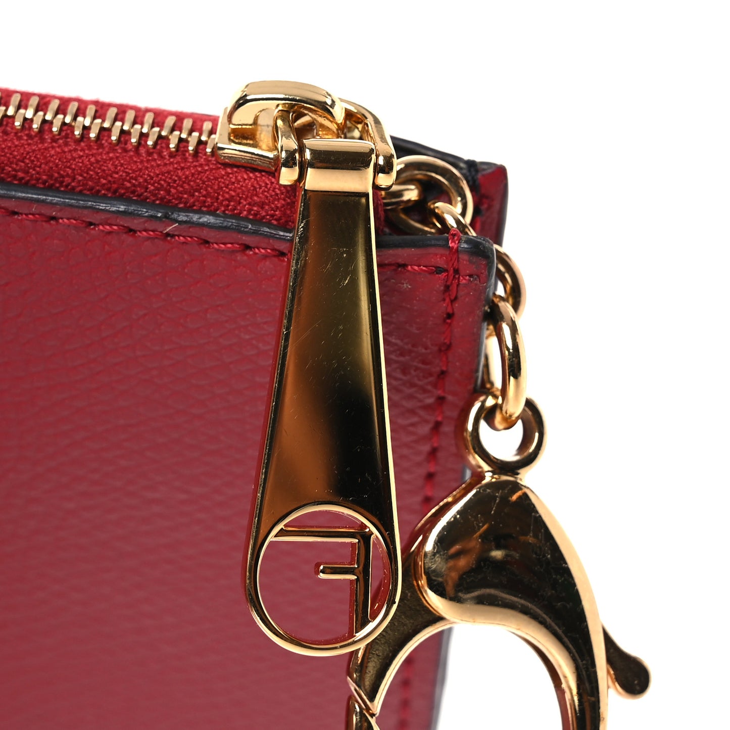 Vitello Cruise F is Fendi Bi-Color FF 1974 Embossed Key Case Pouch Maya Black Fragola