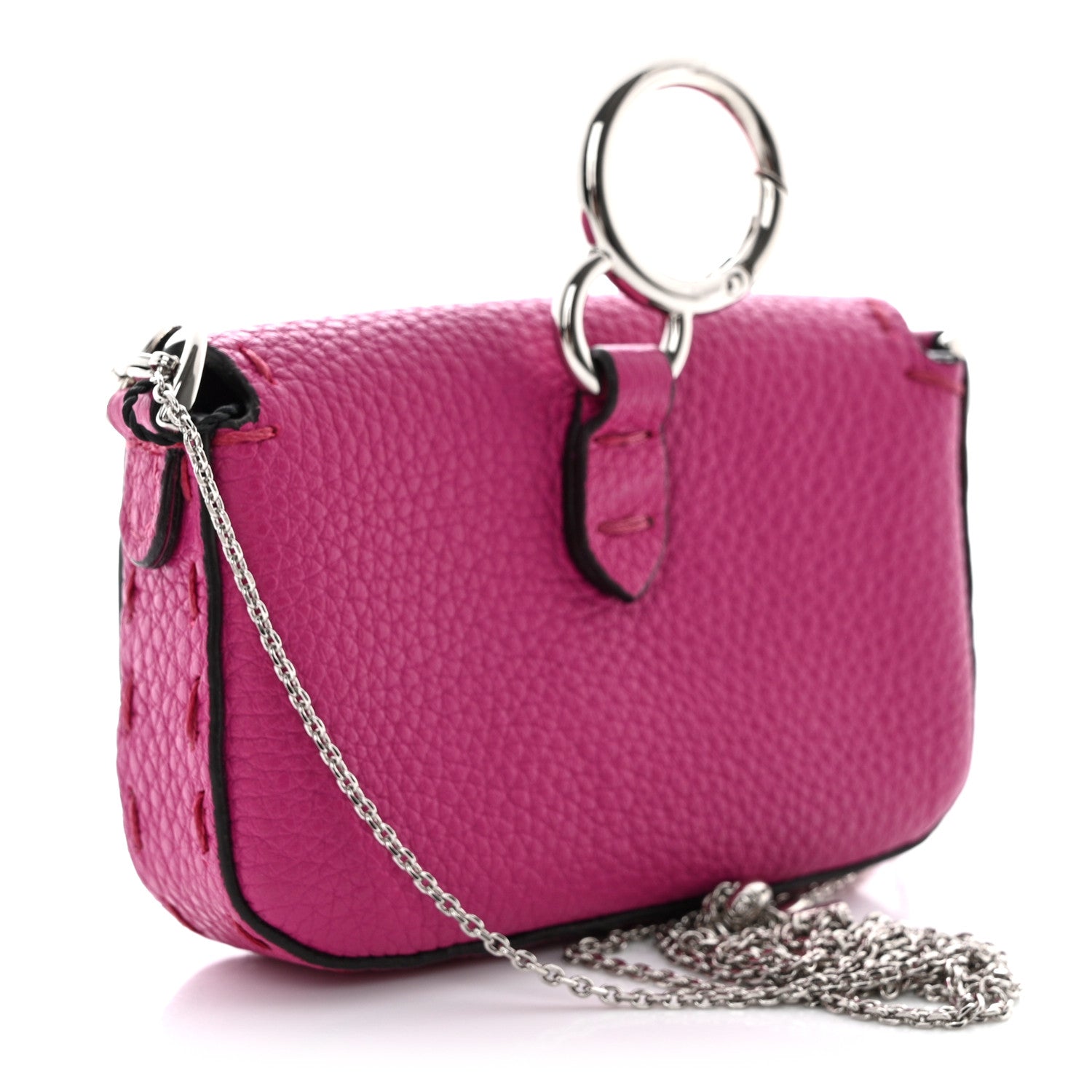 Fendi Cuoio Romano Selleria Nano Maxi Buckle Baguette Charm Magenta 3 of 9