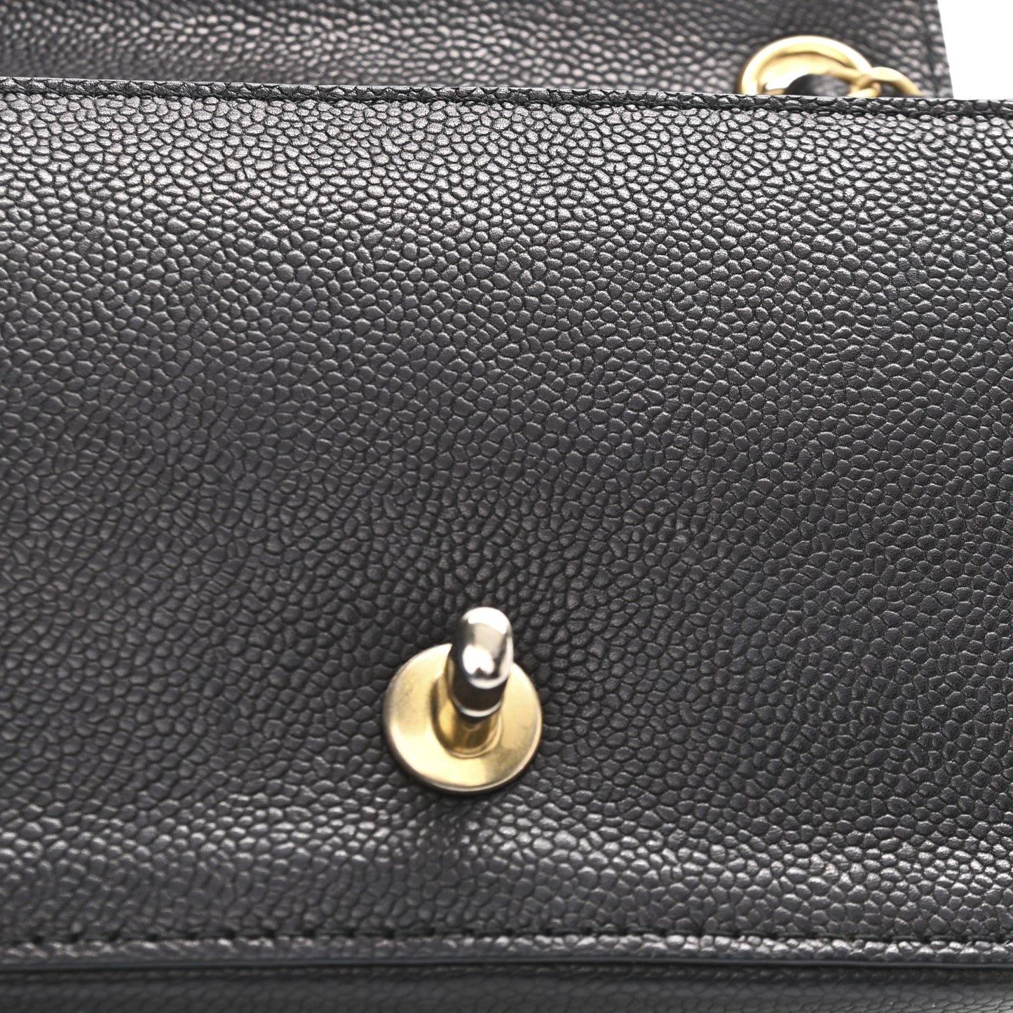 Grained Calfskin Mini Square Classic Pure Flap Black