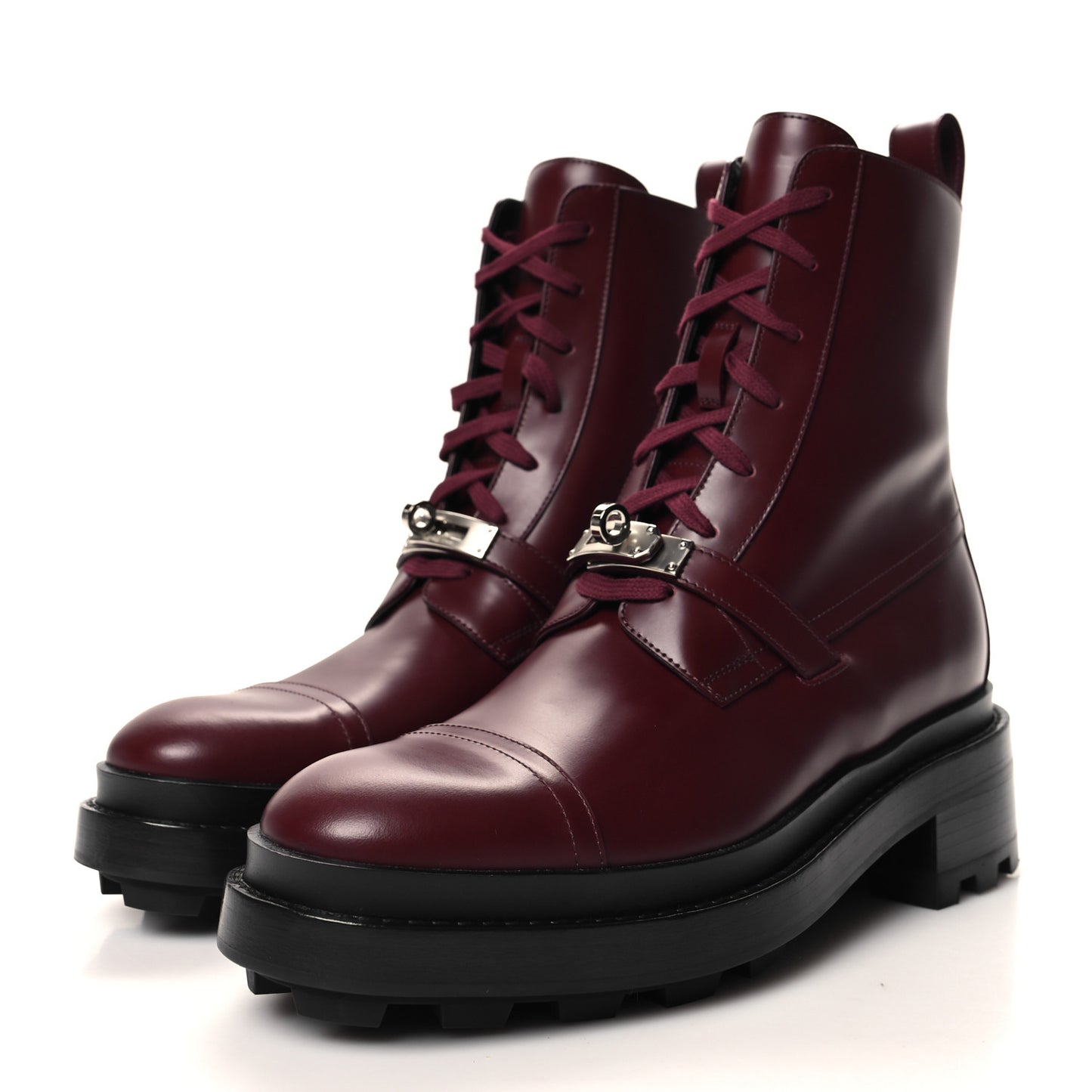 Glossed Calfskin Funk Ankle Boots 38 Rouge H