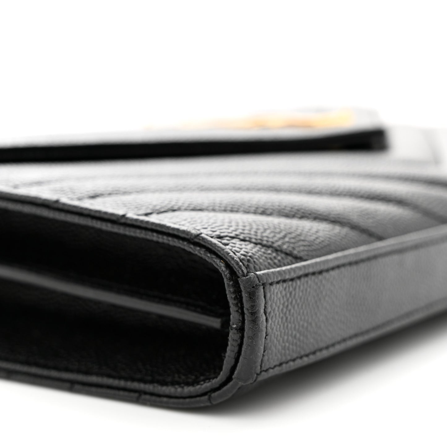 Grain De Poudre Matelasse Chevron Monogram Chain Wallet Black