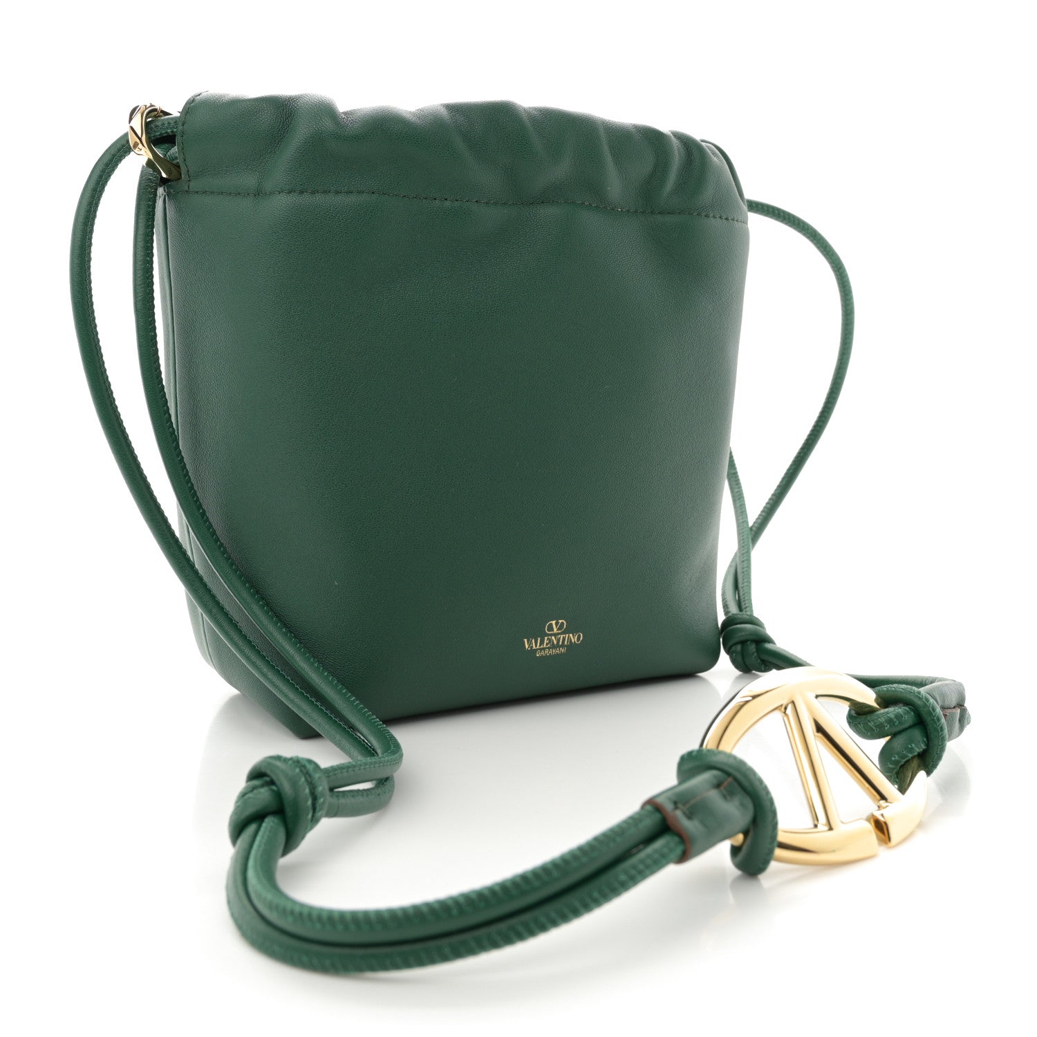 Valentino Garavani Nappa Mini Vlogo Pouf Bucket Bag Amazon Green 3 of 11