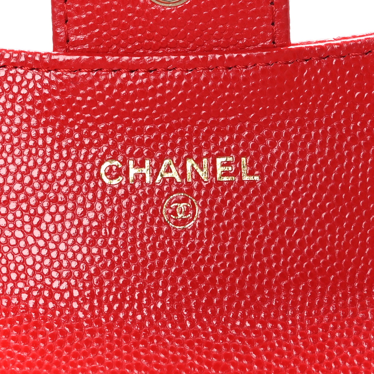 Caviar Quilted Flap Card Holder Wallet Red