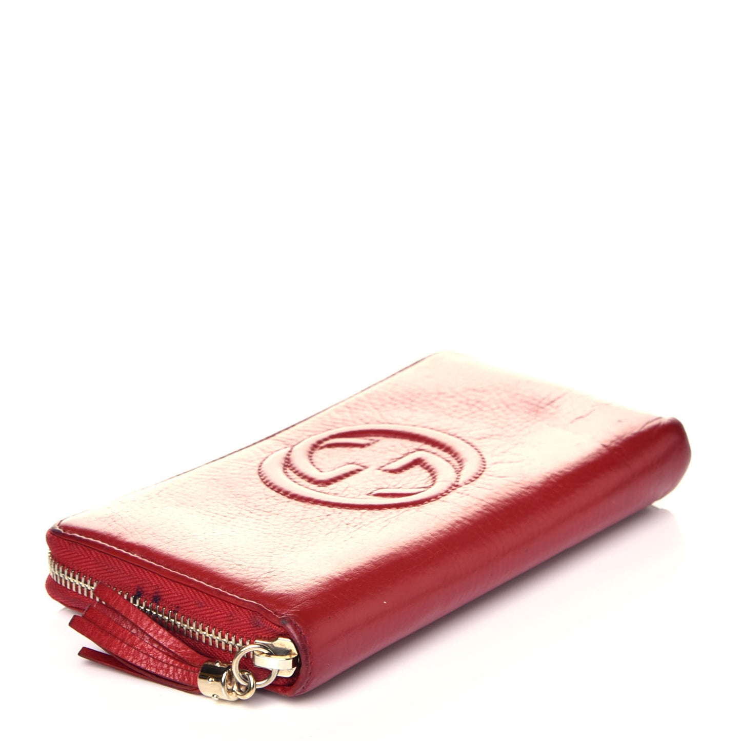 Pebbled Calfskin Soho Zip Around Wallet Red