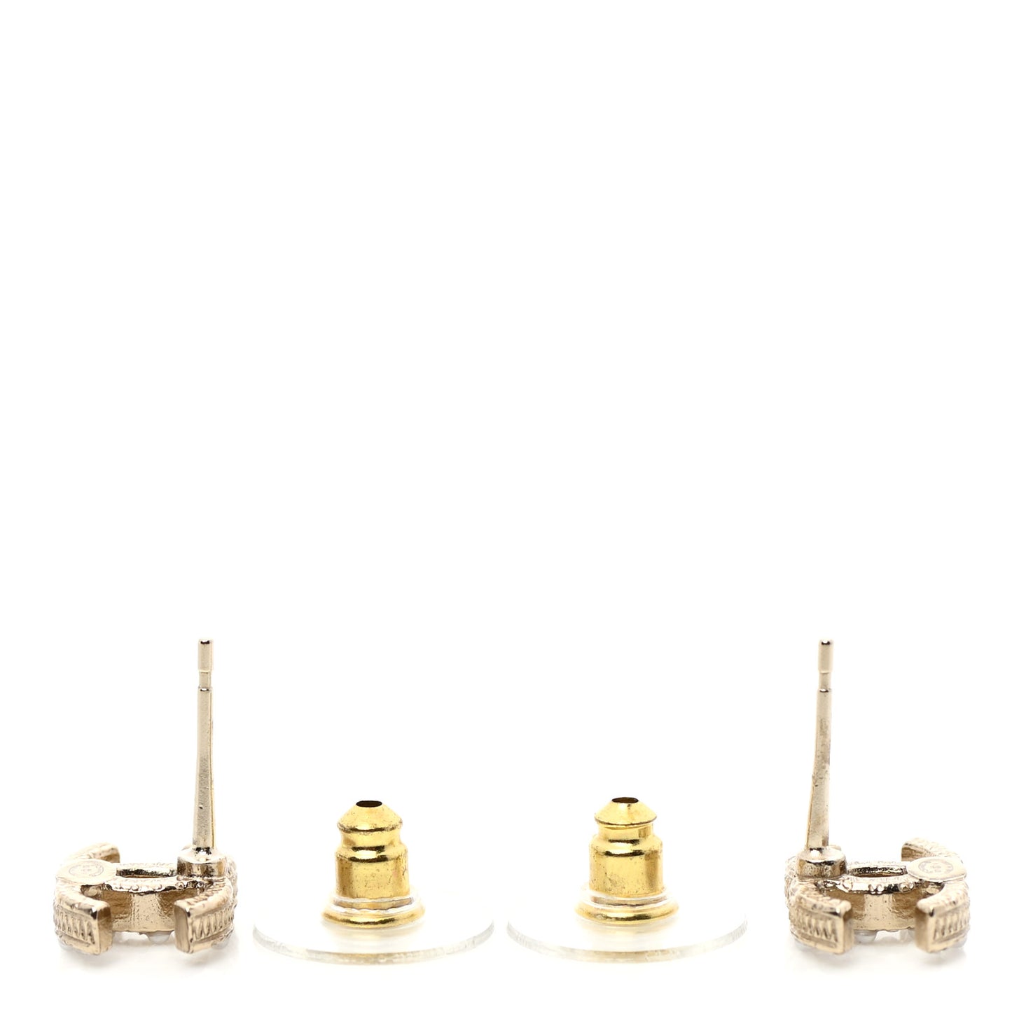 Pearl Crystal CC Charms Stud Earrings Light Gold