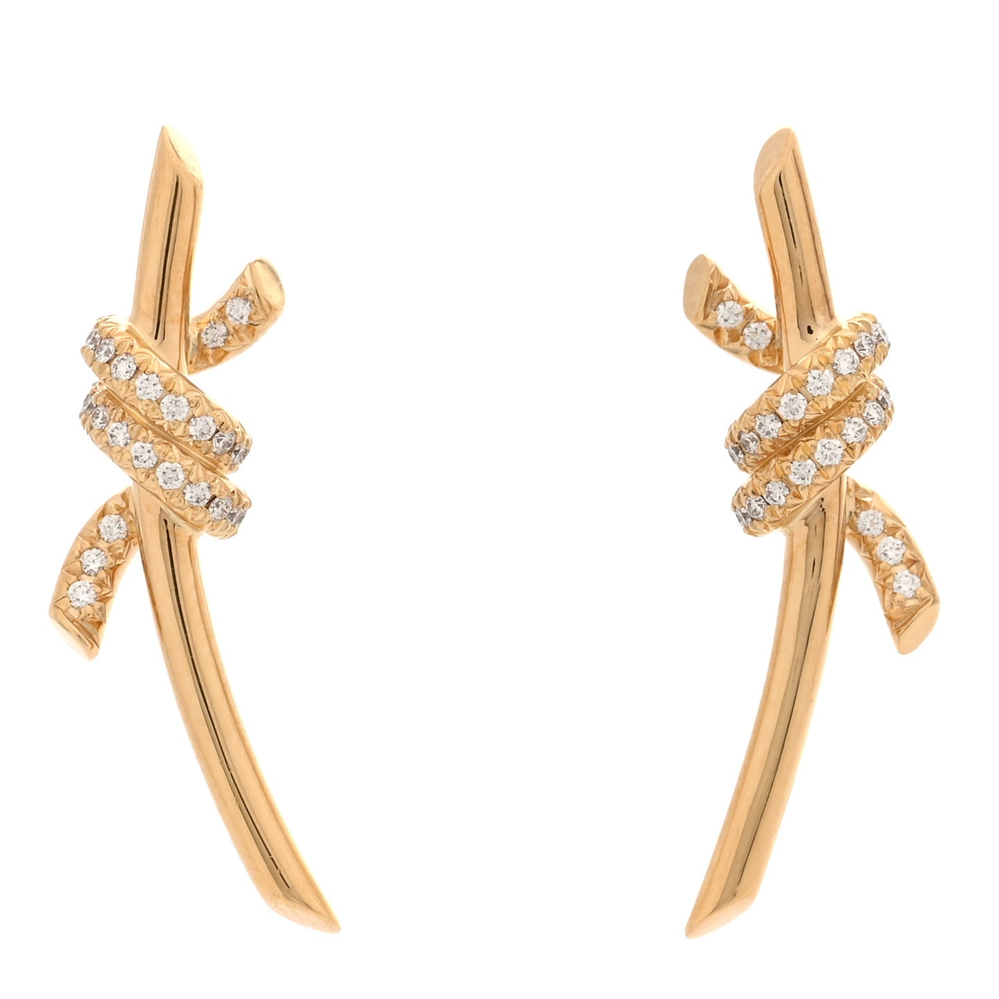 18K Yellow Gold Diamond Tiffany Knot Earrings
