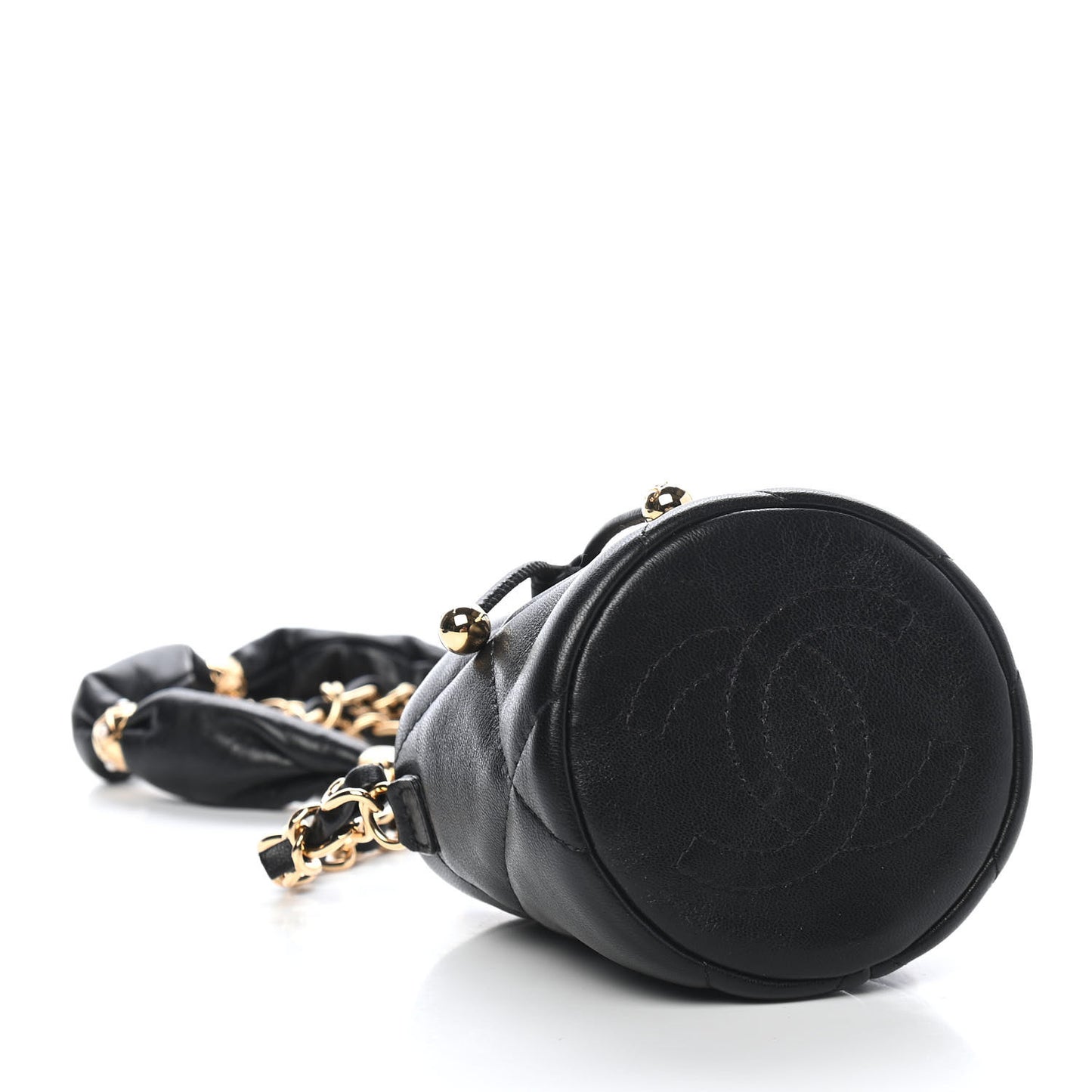 Calfskin Pillow Crush Clutch With Chain Black