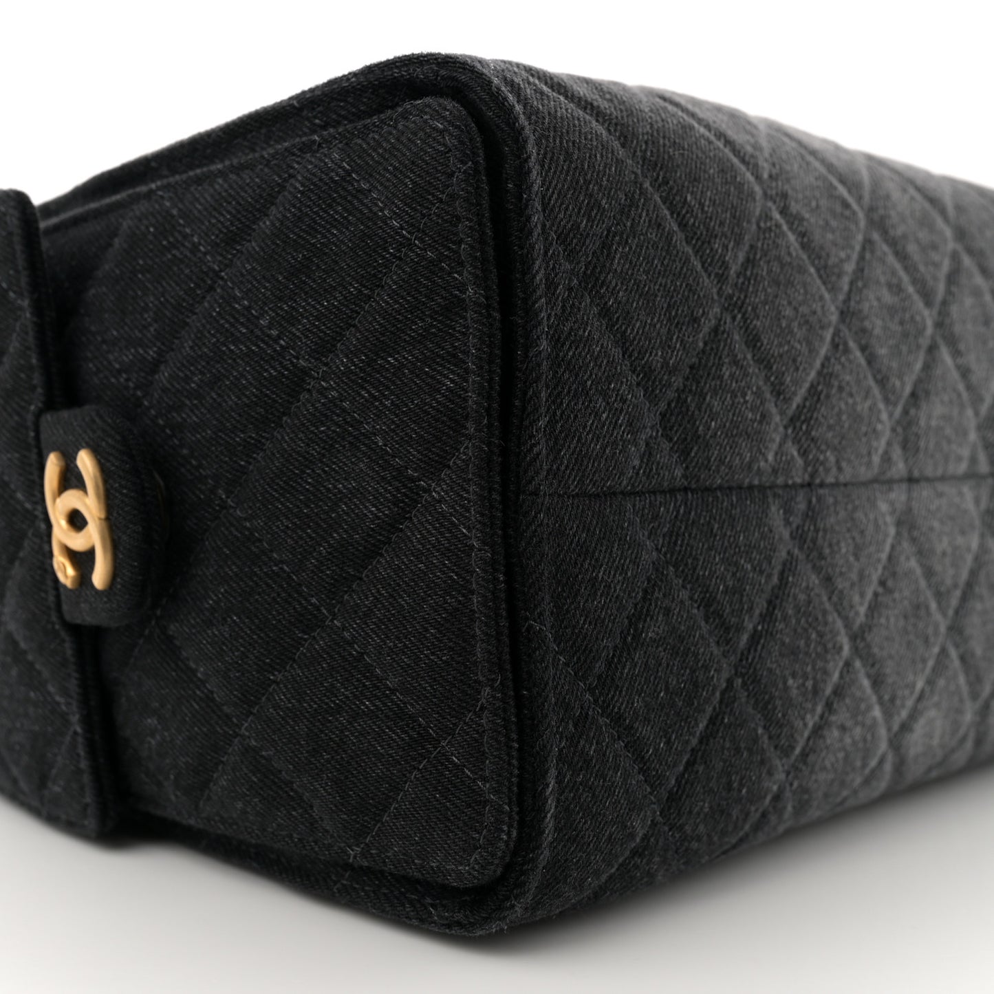Washed Denim Quilted Small Chanel 25 Handbag Black