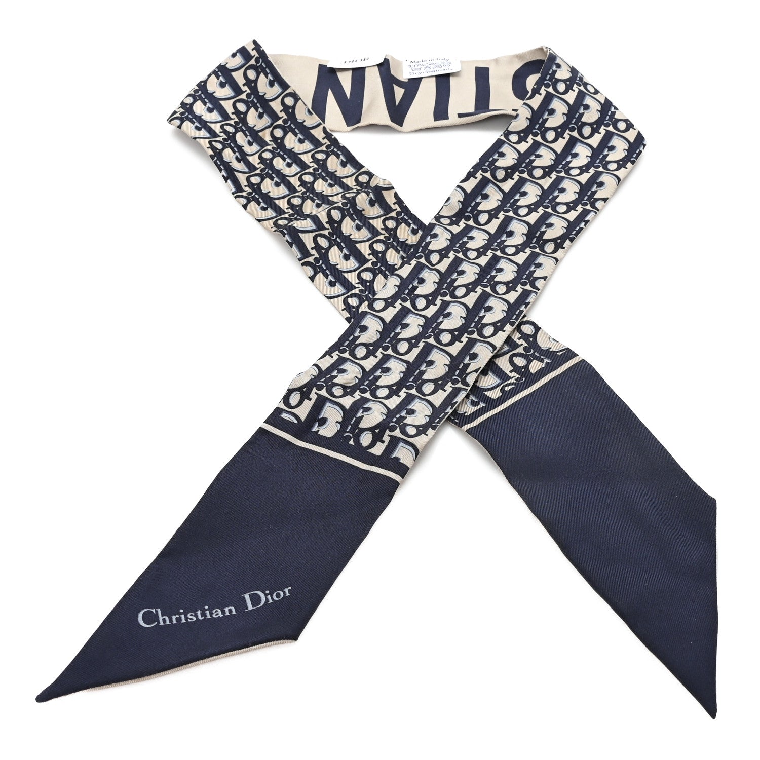 Christian Dior Silk Oblique Mitzah Scarf Bleu Marine Bleu Marine