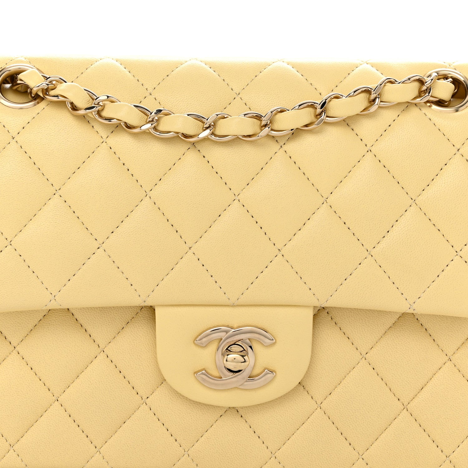 Chanel Lambskin Quilted Small Double Flap Yellow 8 of 10