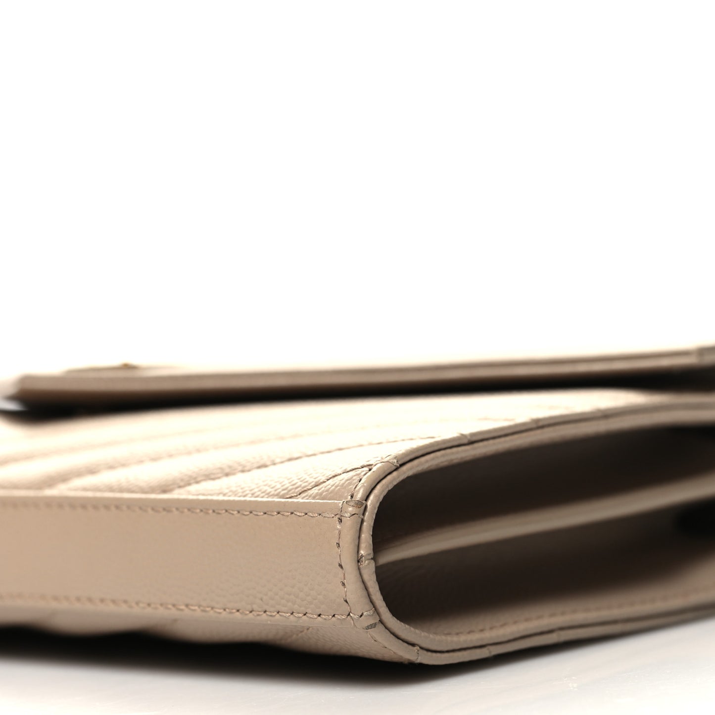 Grain De Poudre Matelasse Chevron Monogram Chain Wallet Dark Beige