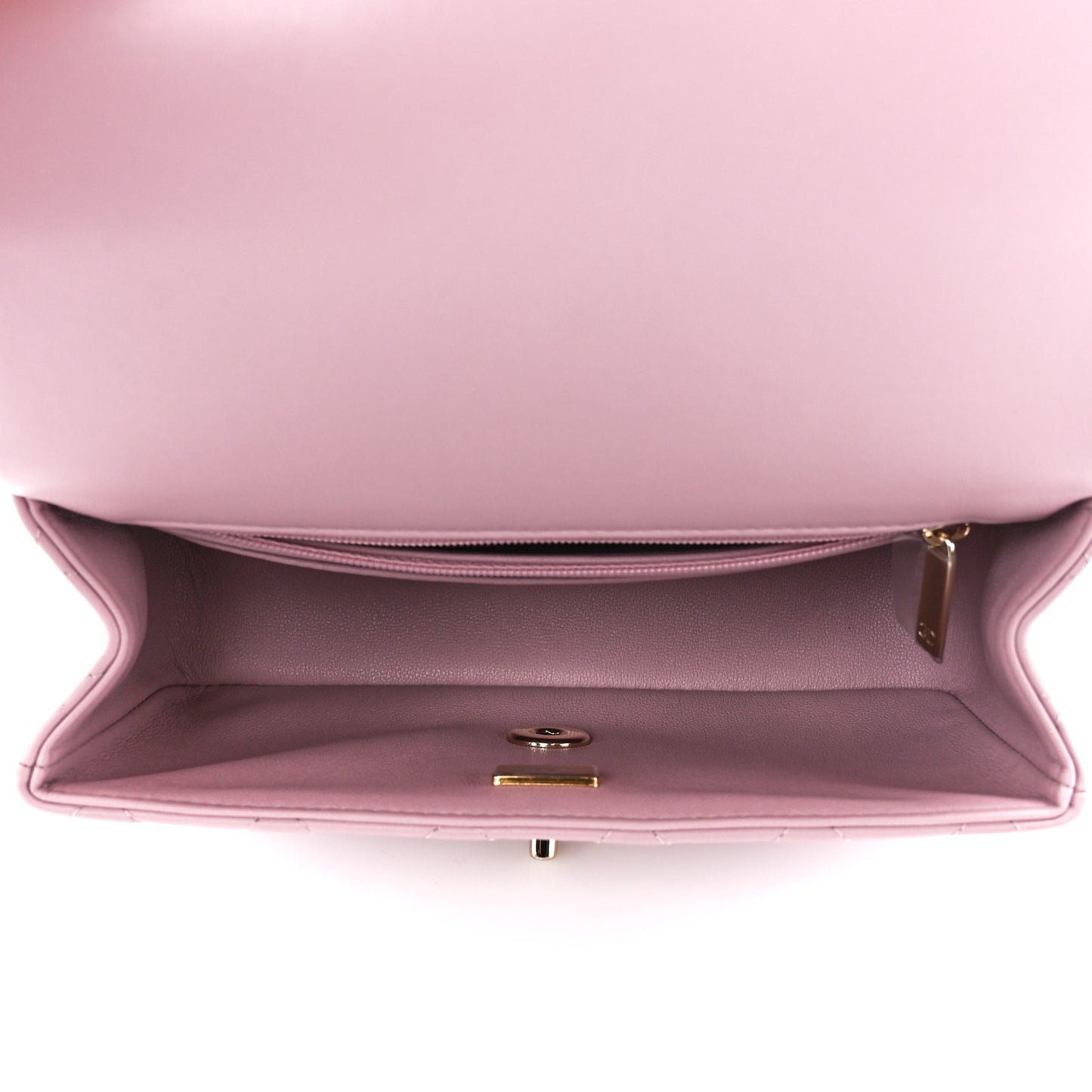Lambskin Quilted Mini Top Handle Rectangular Flap Light Pink