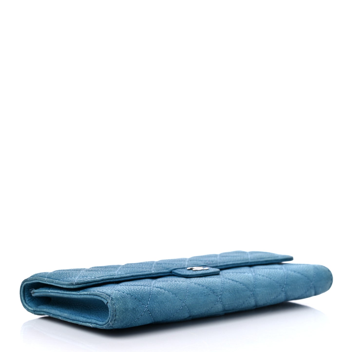 Iridescent Caviar Quilted Travel Wallet Blue