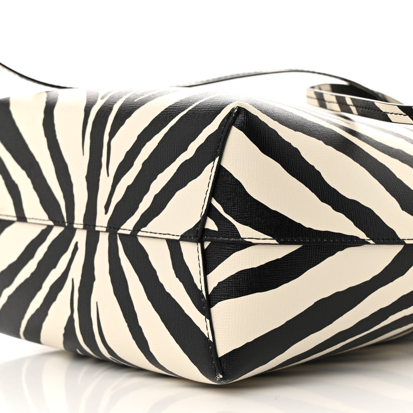 Saffiano Zebra Print Mini Bucket Bag Black White