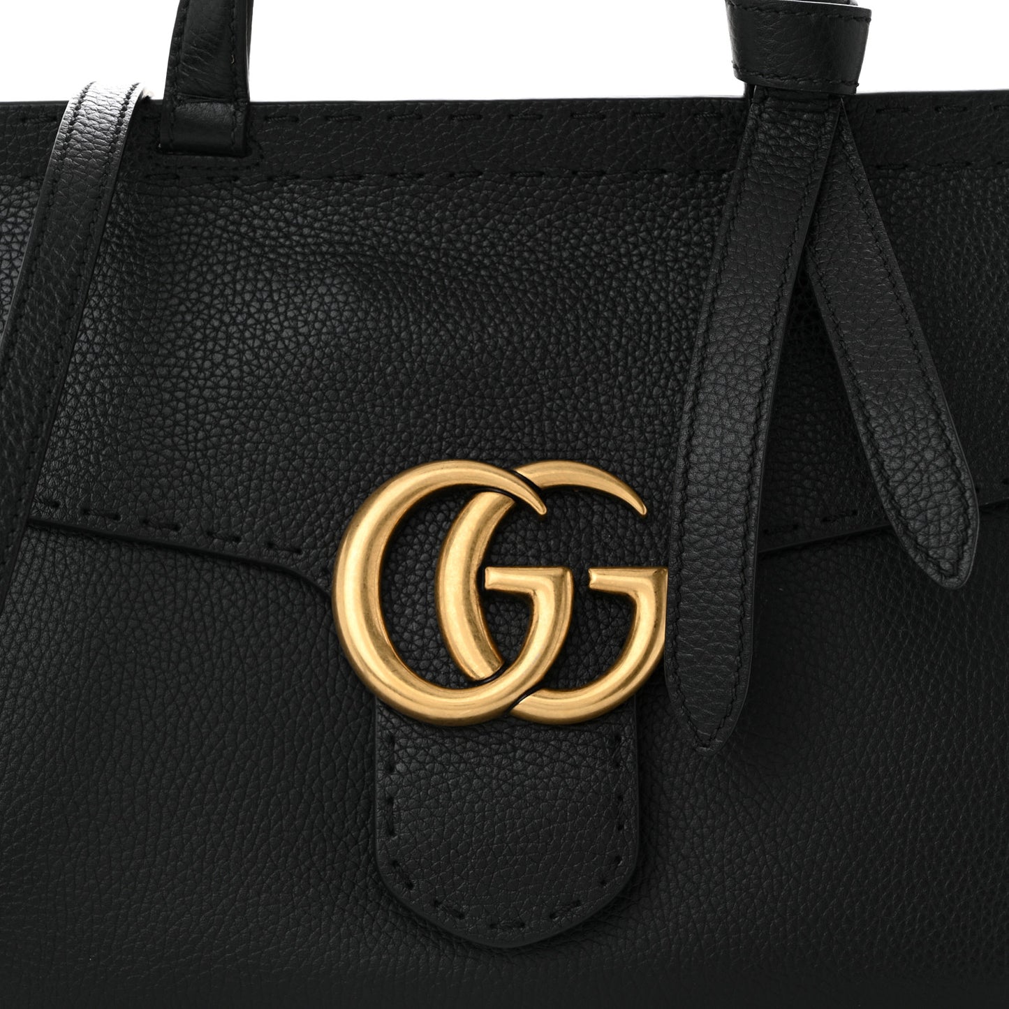 Calfskin Small GG Marmont Top Handle Bag Black