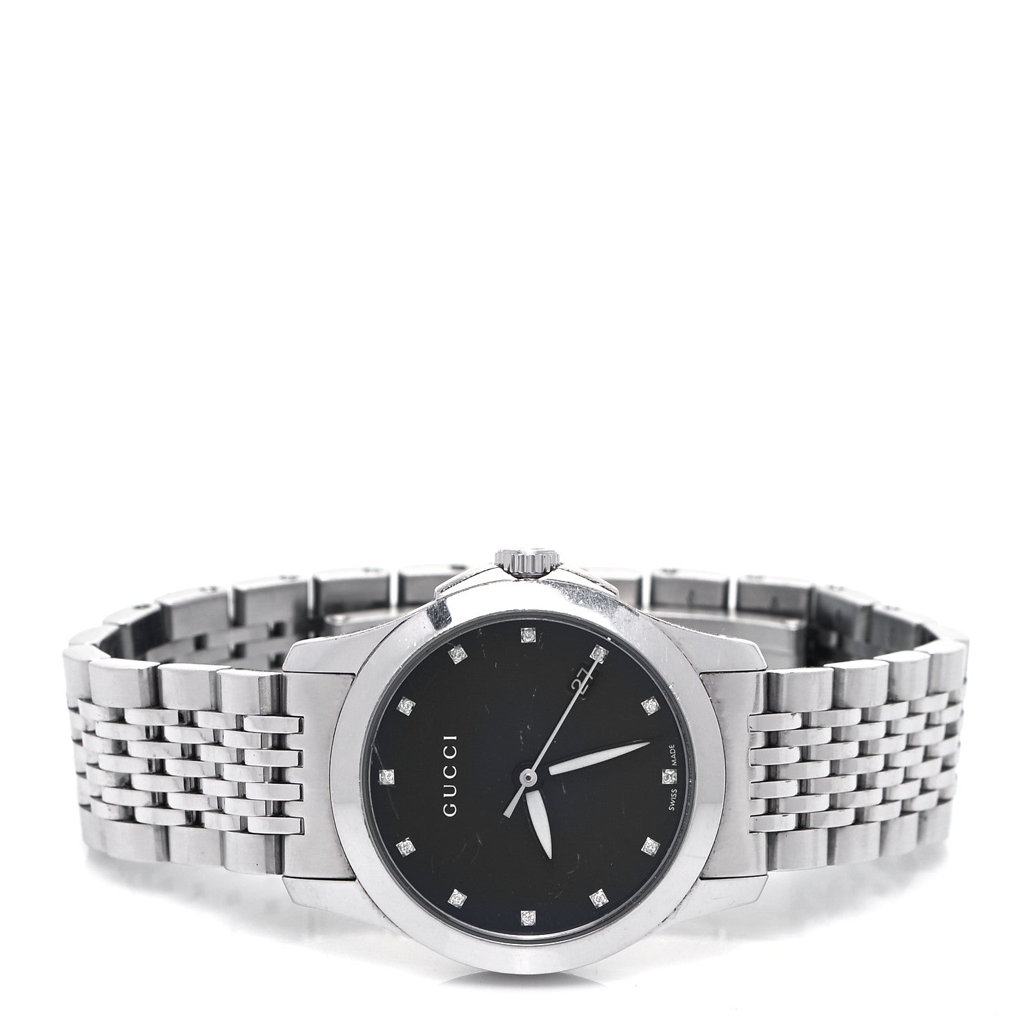 Gucci Stainless Steel Diamond 28mm G-Timeless Quartz Watch Black 2 of 6