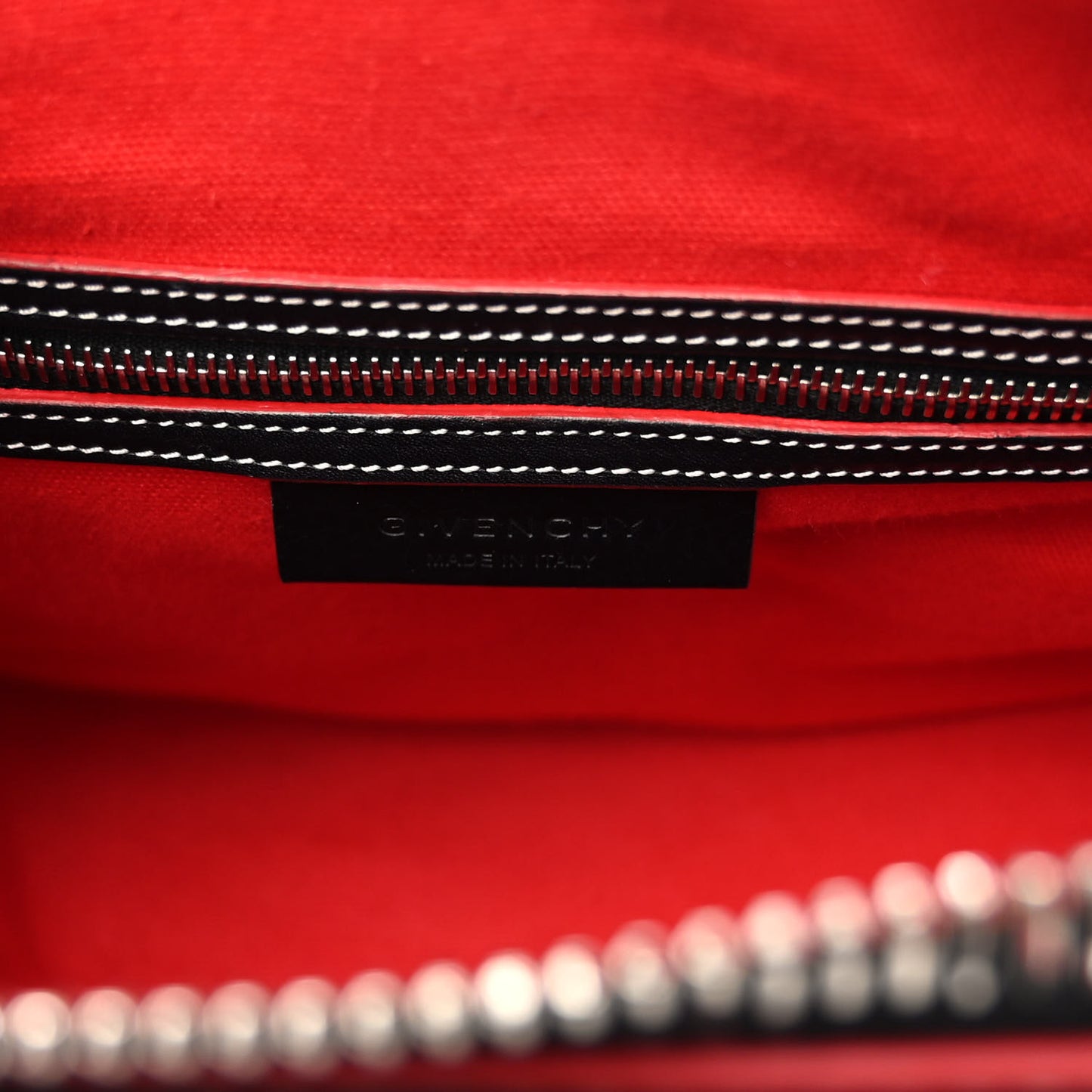 Calfskin Bi-Color Topstitch Small Antigona Black Red