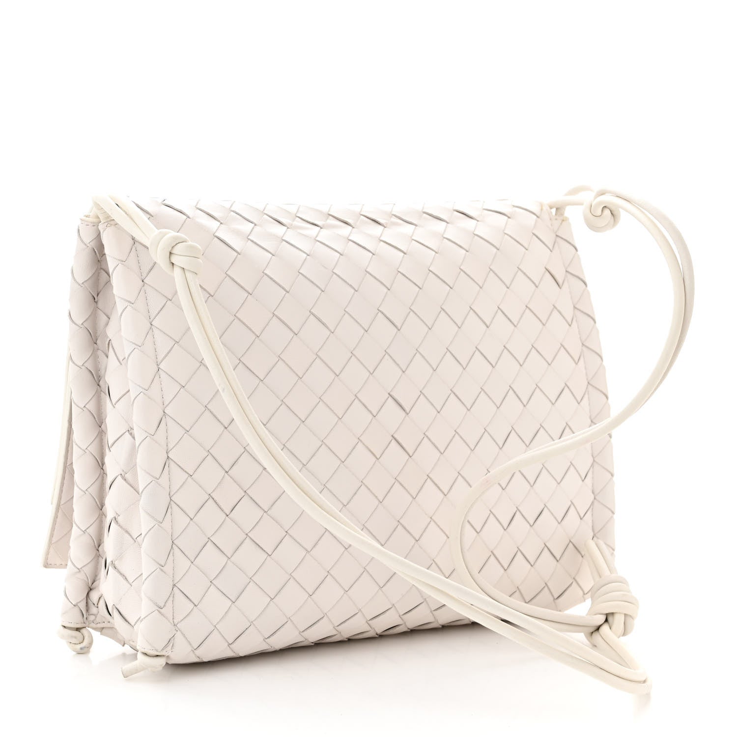 Bottega Veneta Nappa Intrecciato Medium Knot Flap Crossbody White 3 of 13