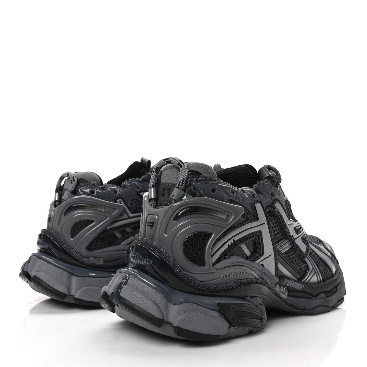 Balenciaga Mesh Rubber Distressed Mens Runner Sneakers 41 Black Grey 4 of 9