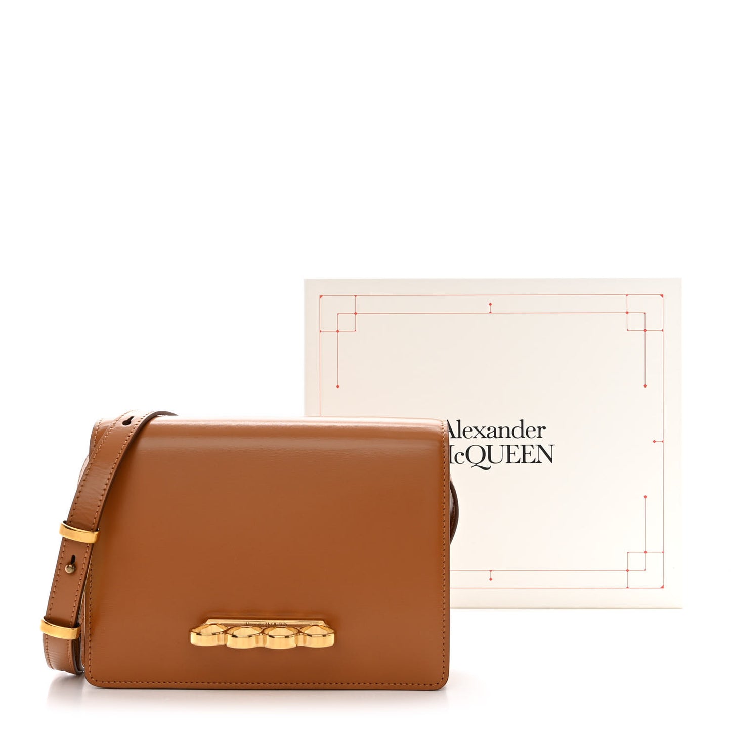 Smooth Calfskin Four Ring Knuckle Crossbody Bag Tan