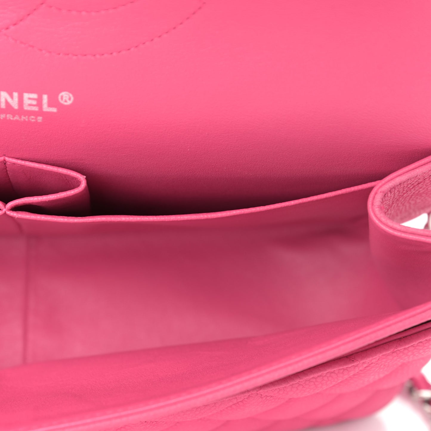 Iridescent Caviar Quilted Jumbo Double Flap Pink