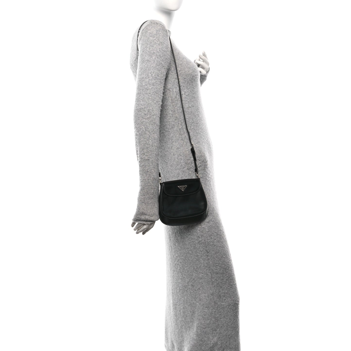 Spazzolato Mini Cleo Flap Adjustable Strap Shoulder Bag Black