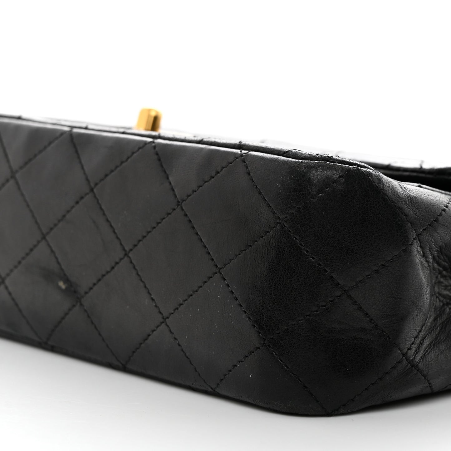Lambskin Quilted Medium Double Flap Black