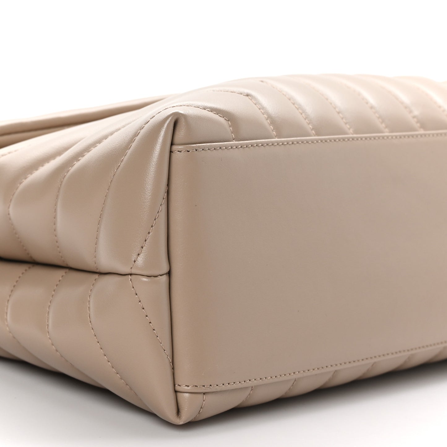 SAINT LAURENT Calfskin Y Quilted Monogram Medium Loulou Chain Satchel Dark Beige