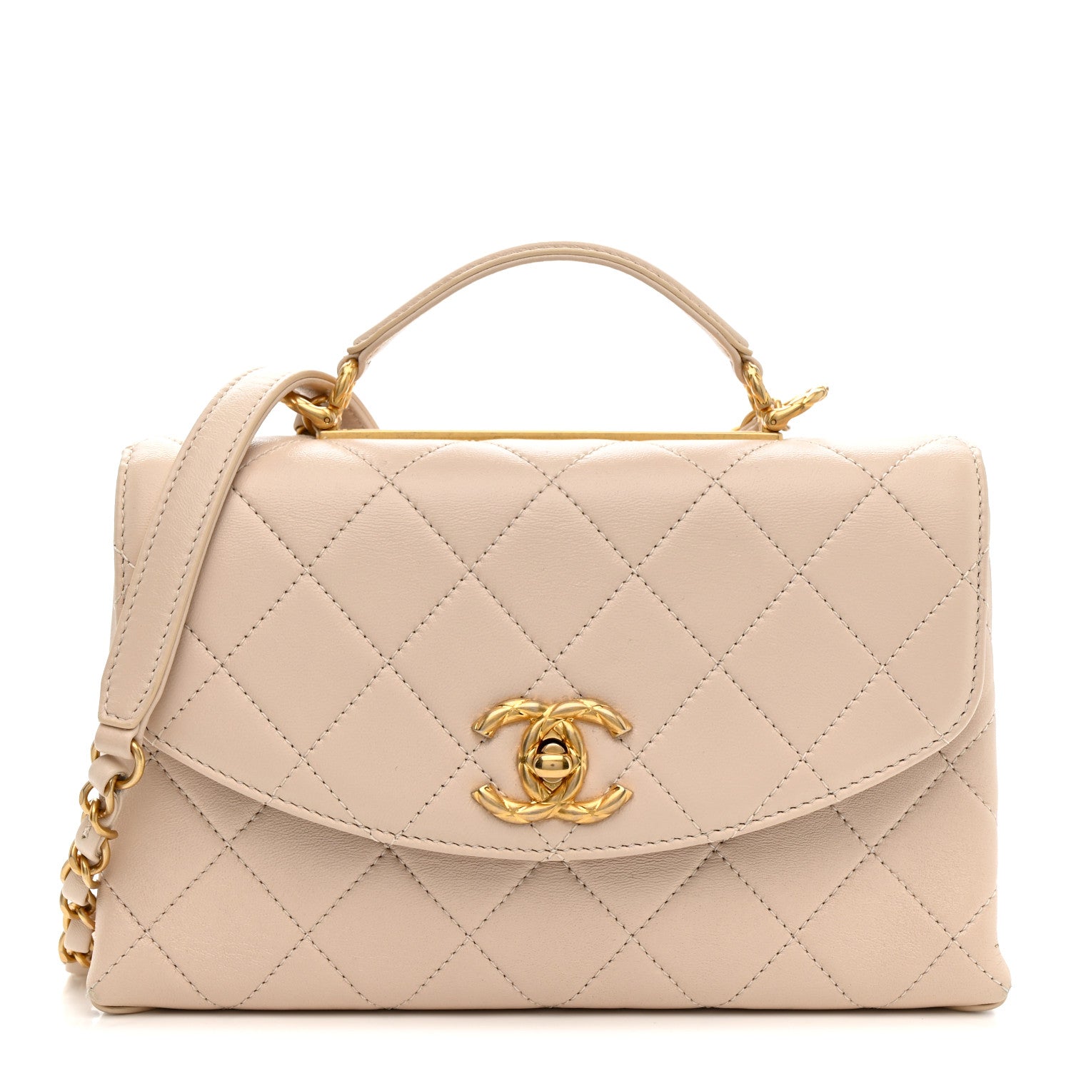 CHANEL メモワール・ド・ラ・モード Chanel Lambskin Quilted Trendy Spirit Top Handle Flap Beige