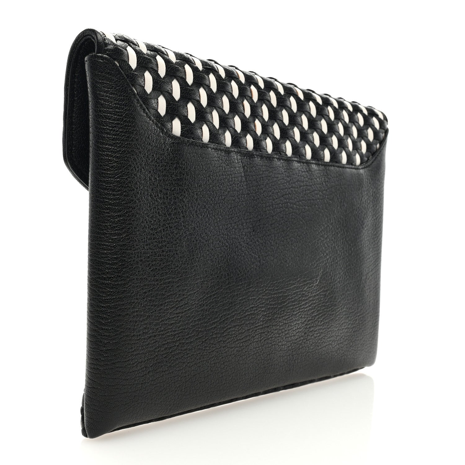 Givenchy Woven Sugar Goatskin Medium Antigona Envelope Clutch Black White 3 of 7