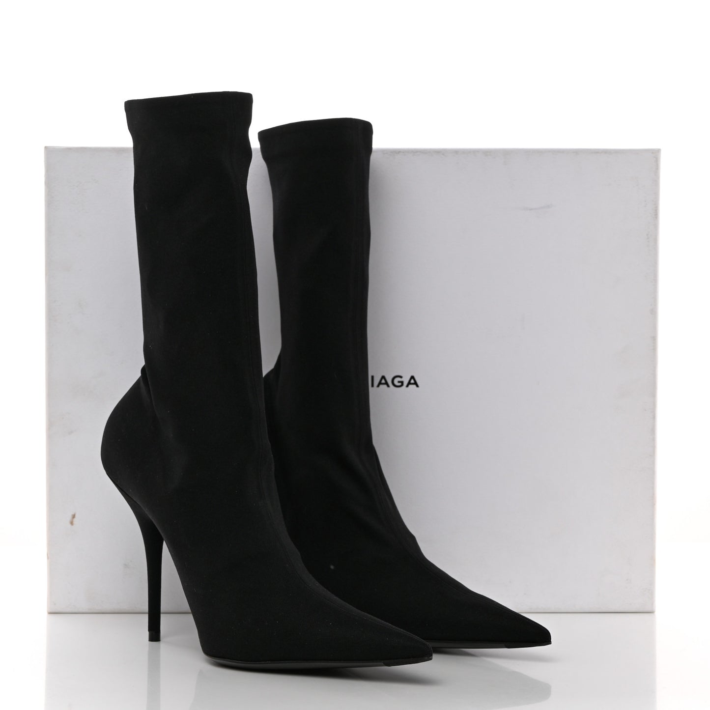 Jersey Crepe Round Toe Knife Booties 39 Black