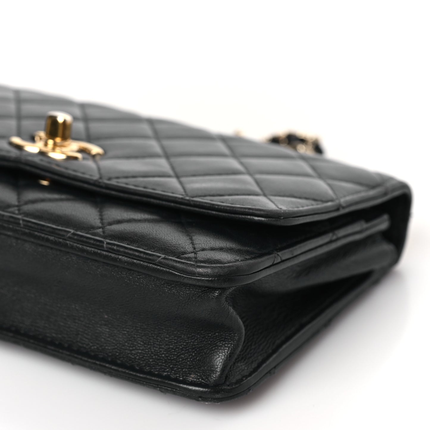 Lambskin Quilted Trendy CC Wallet On Chain WOC Navy