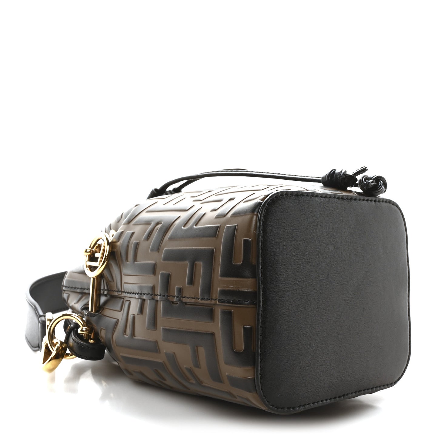 Vitello Liberty F is Fendi Bi-Color FF 1974 Embossed Mini Mon Tresor Bucket Bag Maya Black