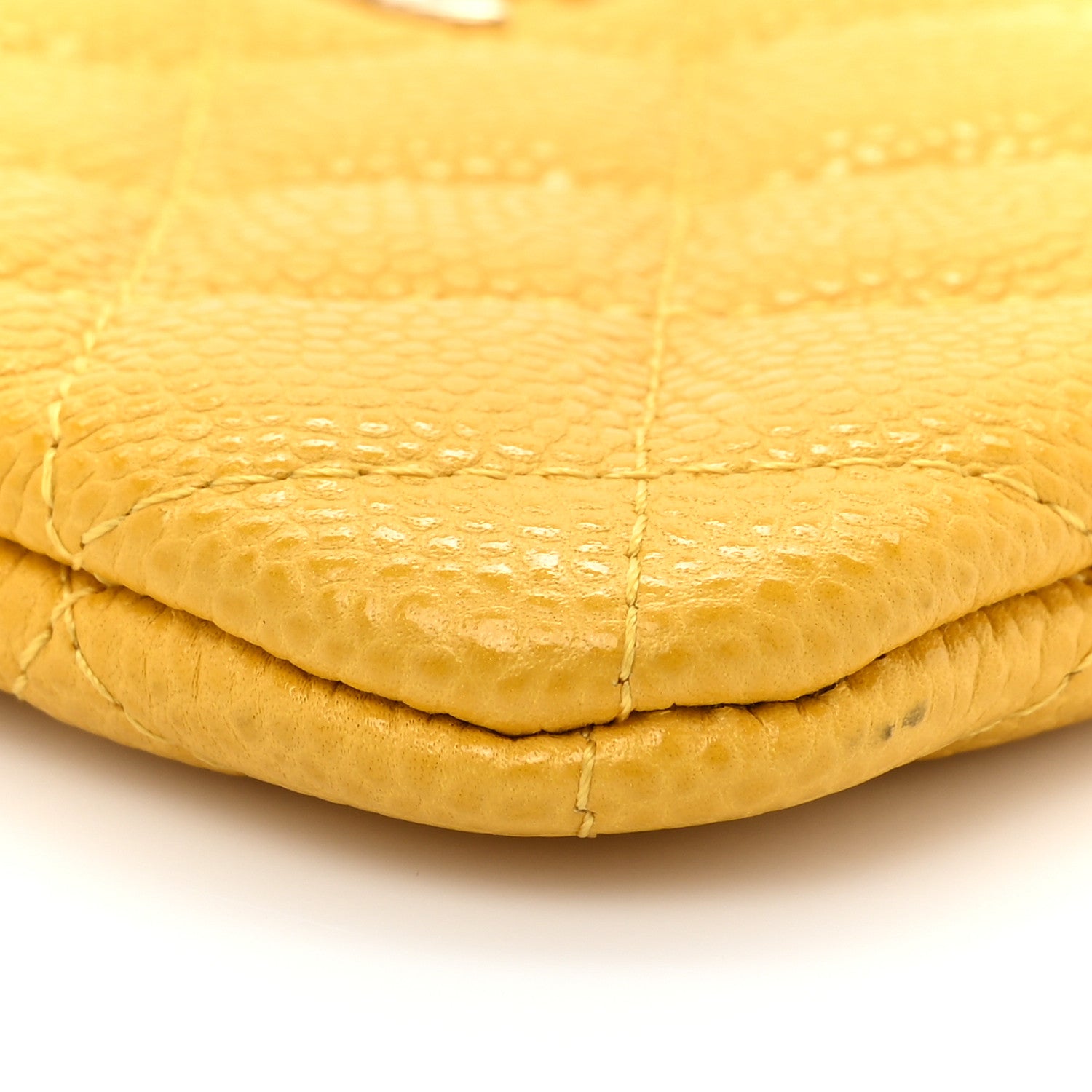 Chanel Caviar Quilted Small Cosmetic Case Yellow 8 of 9